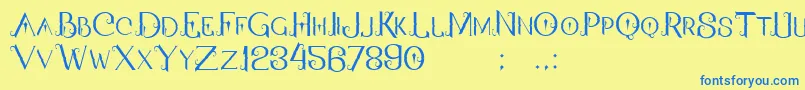 QallosTypeface Font – Blue Fonts on Yellow Background