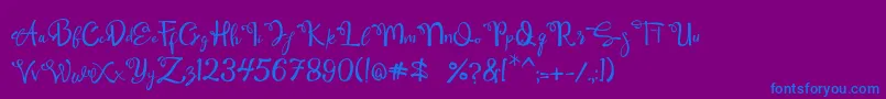 フォントQamari Script – 紫色の背景に青い文字