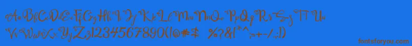 フォントQamari Script – 茶色の文字が青い背景にあります。