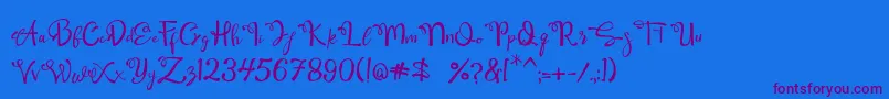 Qamari Script-Schriftart – Violette Schriften auf blauem Hintergrund