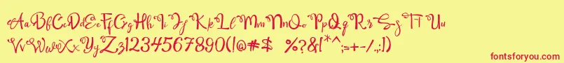 Fonte Qamari Script – fontes vermelhas em um fundo amarelo