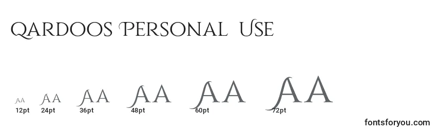 Qardoos Personal Use Font Sizes