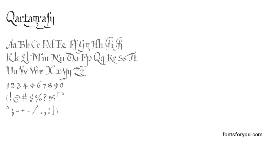 Schriftart Qartagrafy – Alphabet, Zahlen, spezielle Symbole