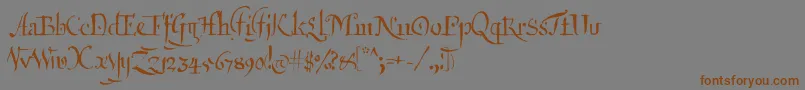 フォントQartagrafy – 茶色の文字が灰色の背景にあります。