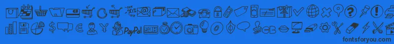 Peaxdrawnicons-fontti – mustat fontit sinisellä taustalla