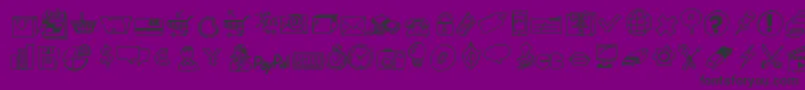 Peaxdrawnicons-fontti – mustat fontit violetilla taustalla