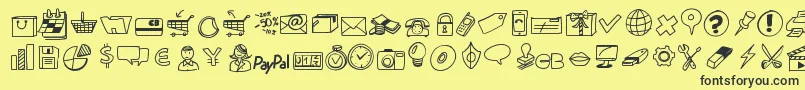 Peaxdrawnicons Font – Black Fonts on Yellow Background