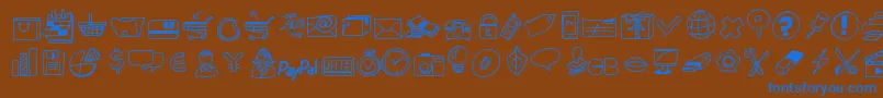 Peaxdrawnicons-Schriftart – Blaue Schriften auf braunem Hintergrund