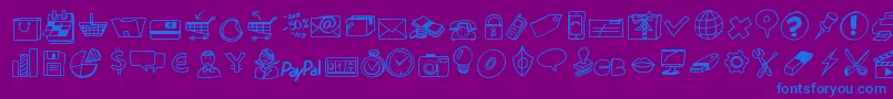 Peaxdrawnicons-Schriftart – Blaue Schriften auf violettem Hintergrund