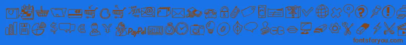 Peaxdrawnicons Font – Brown Fonts on Blue Background