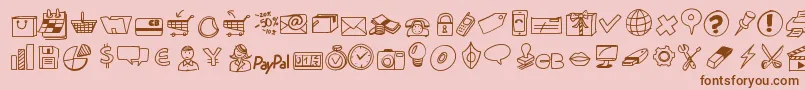 Peaxdrawnicons Font – Brown Fonts on Pink Background