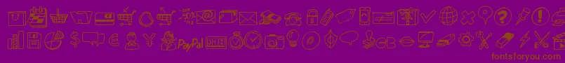 Peaxdrawnicons Font – Brown Fonts on Purple Background