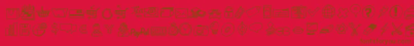 Peaxdrawnicons Font – Brown Fonts on Red Background