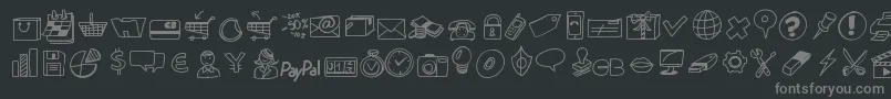 Peaxdrawnicons Font – Gray Fonts on Black Background