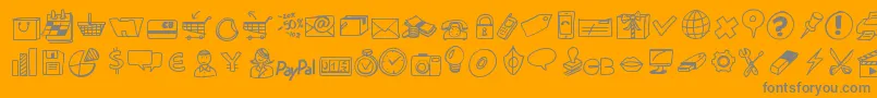Peaxdrawnicons Font – Gray Fonts on Orange Background