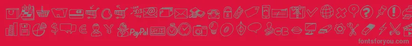 Peaxdrawnicons-Schriftart – Graue Schriften auf rotem Hintergrund