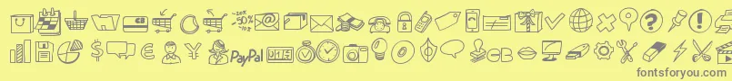 Peaxdrawnicons-Schriftart – Graue Schriften auf gelbem Hintergrund