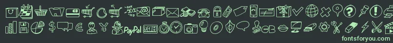 Шрифт Peaxdrawnicons – зелёные шрифты на чёрном фоне