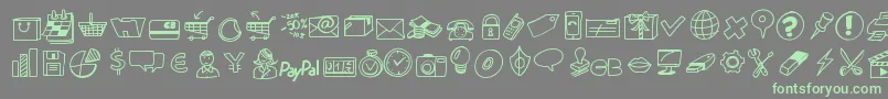 Peaxdrawnicons Font – Green Fonts on Gray Background