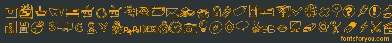 Peaxdrawnicons Font – Orange Fonts on Black Background