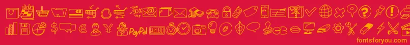 Peaxdrawnicons Font – Orange Fonts on Red Background
