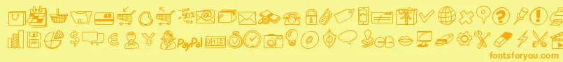 Peaxdrawnicons Font – Orange Fonts on Yellow Background