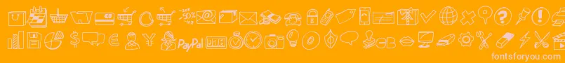 Peaxdrawnicons Font – Pink Fonts on Orange Background