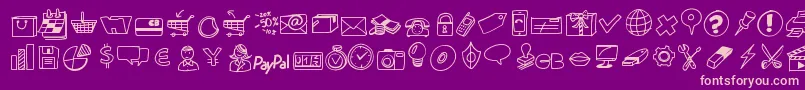 Peaxdrawnicons Font – Pink Fonts on Purple Background