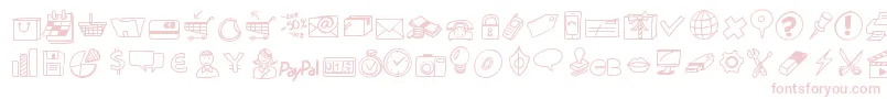 Peaxdrawnicons-Schriftart – Rosa Schriften auf weißem Hintergrund