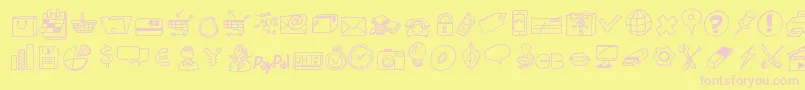 Шрифт Peaxdrawnicons – розовые шрифты на жёлтом фоне