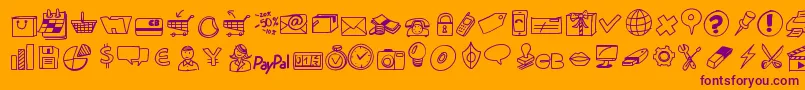 Peaxdrawnicons Font – Purple Fonts on Orange Background