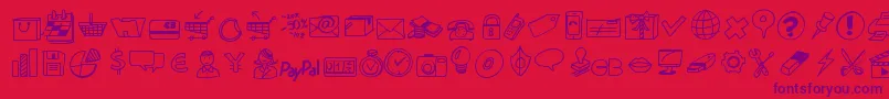 Peaxdrawnicons Font – Purple Fonts on Red Background