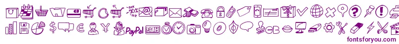 Peaxdrawnicons-fontti – violetit fontit valkoisella taustalla