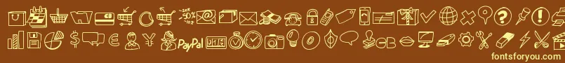 Peaxdrawnicons Font – Yellow Fonts on Brown Background