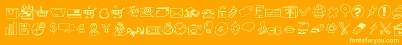 Peaxdrawnicons Font – Yellow Fonts on Orange Background