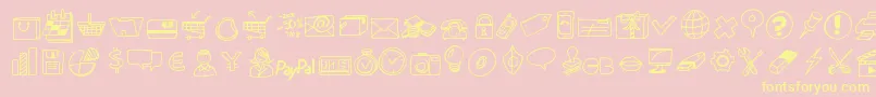 Peaxdrawnicons Font – Yellow Fonts on Pink Background