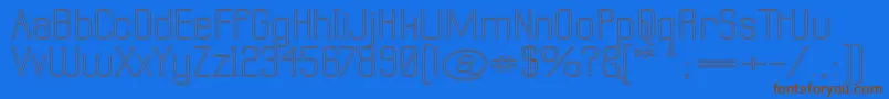 LabtopSuperwideOutline-Schriftart – Braune Schriften auf blauem Hintergrund