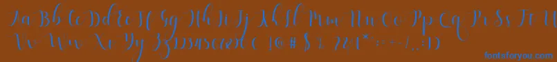 フォントQatielia Script – 茶色の背景に青い文字