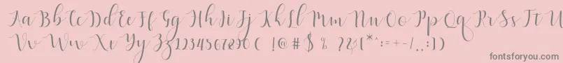 Qatielia Script-Schriftart – Graue Schriften auf rosa Hintergrund