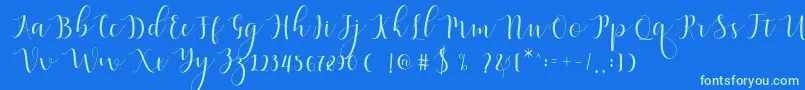 fuente Qatielia Script – Fuentes Verdes Sobre Fondo Azul