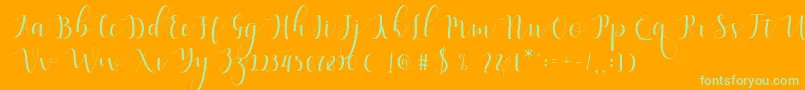 Qatielia Script-Schriftart – Grüne Schriften auf orangefarbenem Hintergrund