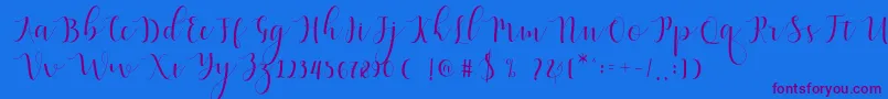 Qatielia Script-Schriftart – Violette Schriften auf blauem Hintergrund