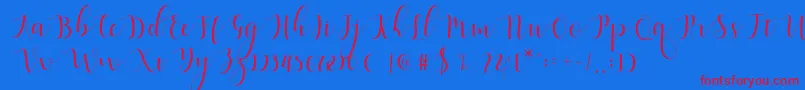 フォントQatielia Script – 赤い文字の青い背景