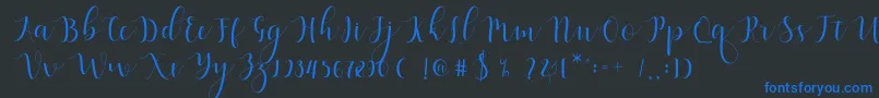 Qatielia Script Font – Blue Fonts on Black Background