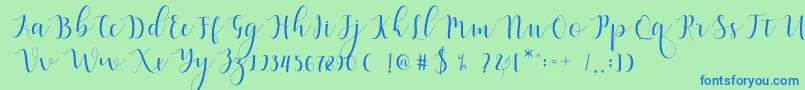 fuente Qatielia Script – Fuentes Azules Sobre Fondo Verde