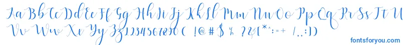 Czcionka Qatielia Script – niebieskie czcionki