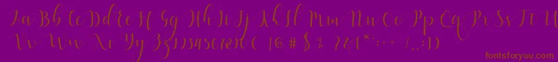 Qatielia Script-Schriftart – Braune Schriften auf violettem Hintergrund