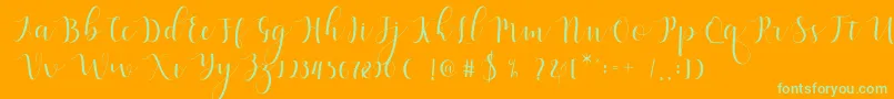 Qatielia Script-Schriftart – Grüne Schriften auf orangefarbenem Hintergrund