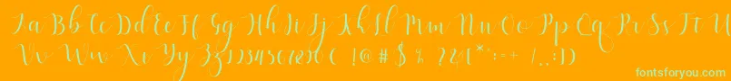 Fonte Qatielia Script – fontes verdes em um fundo laranja