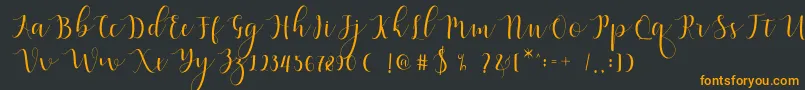 Qatielia Script-fontti – oranssit fontit mustalla taustalla